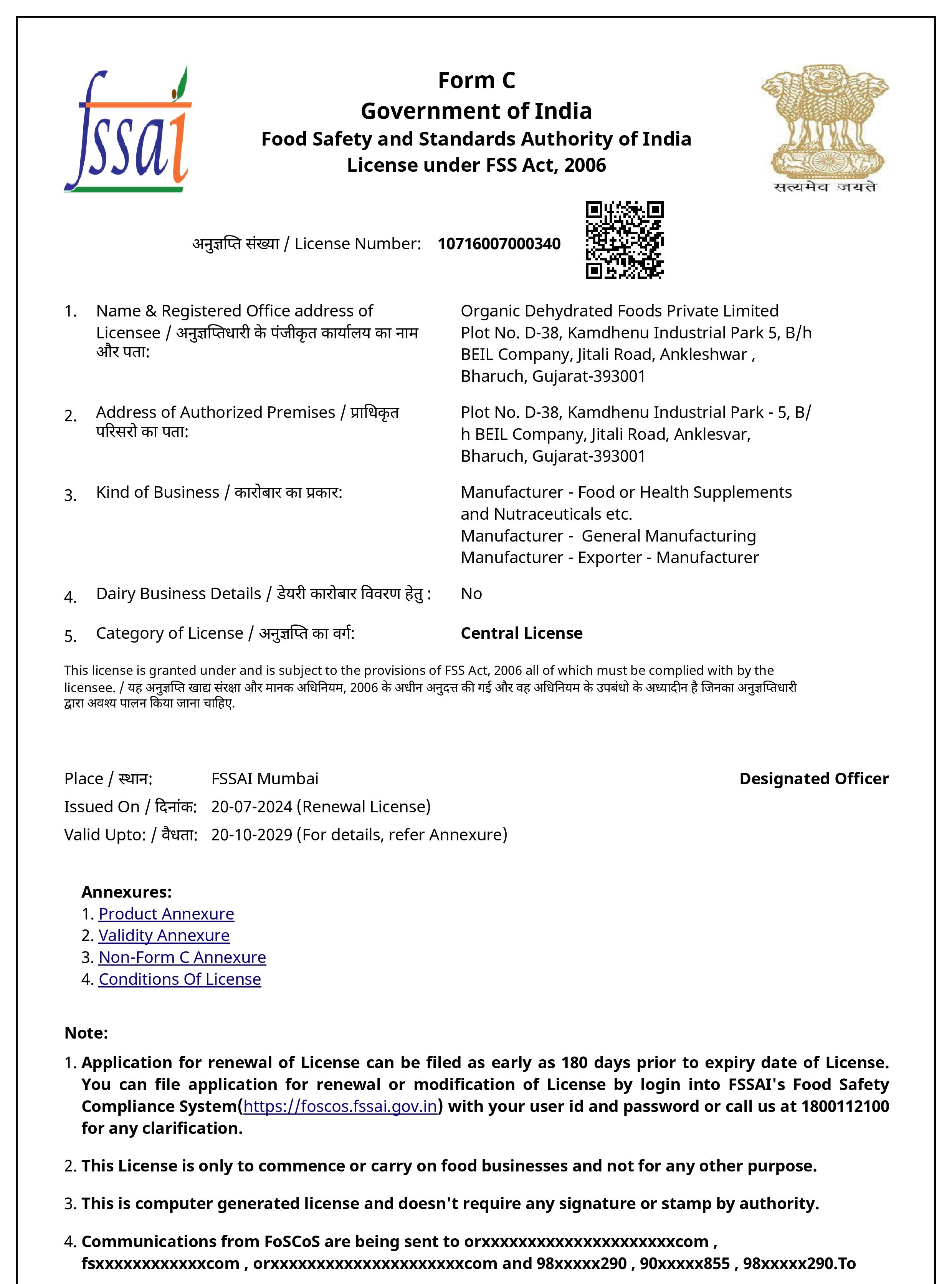 FSSAI License
