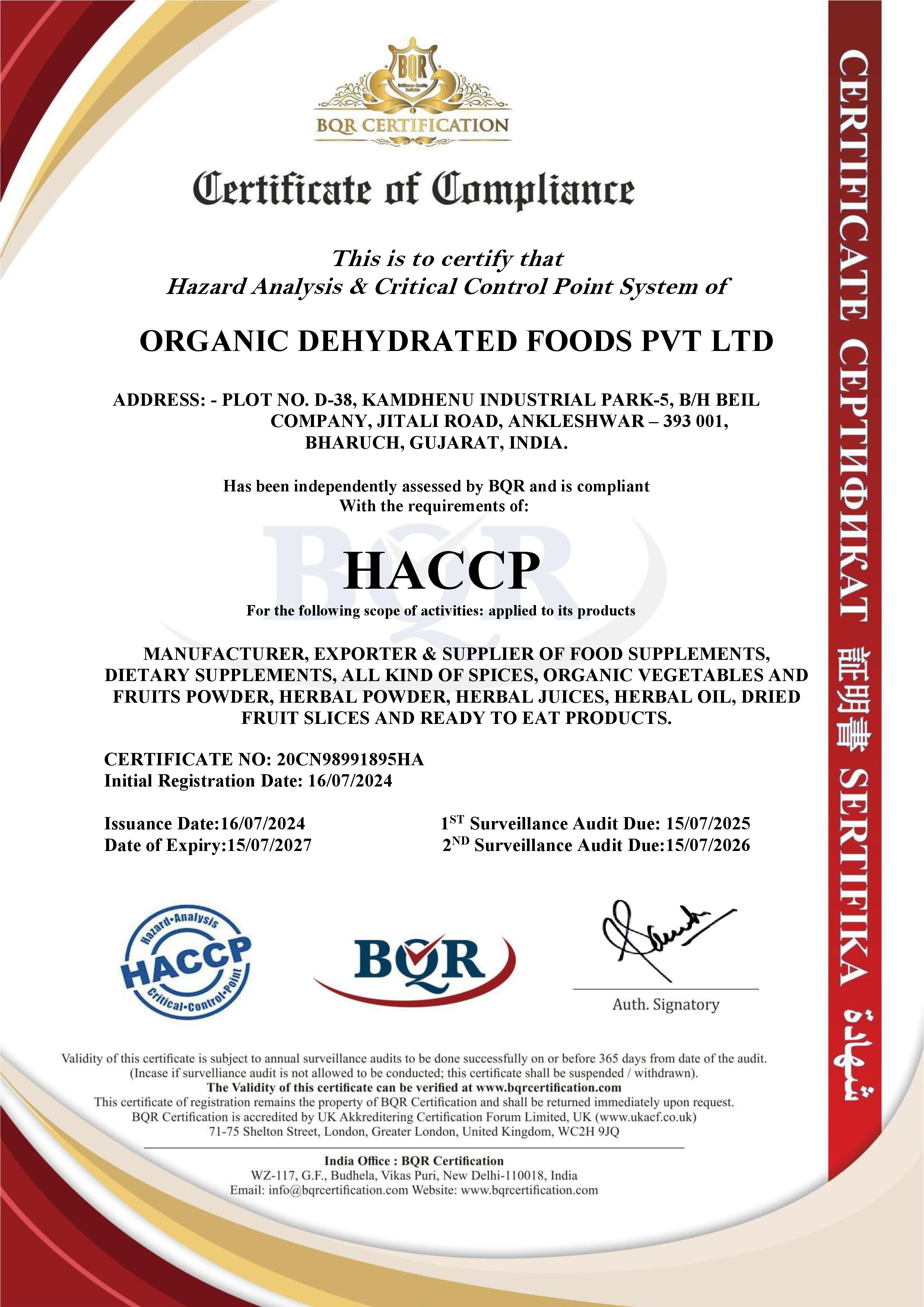HACCP Certificate